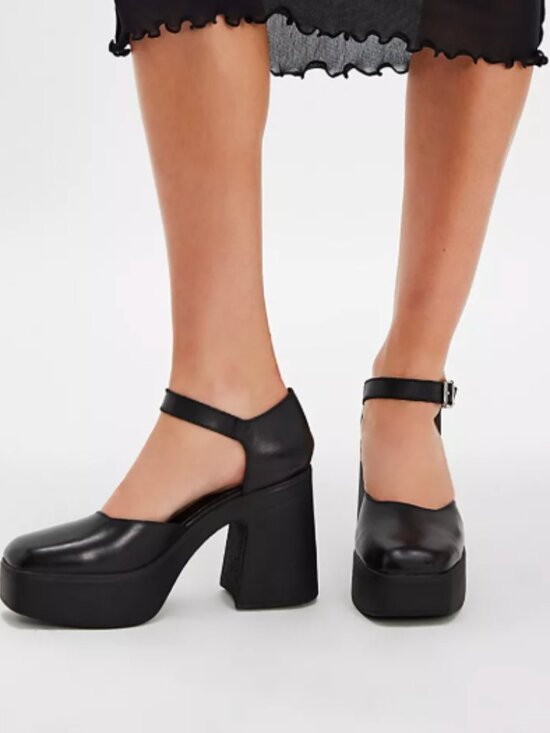Free People Shoes - Free People Gwen Mary Jane Platform Pumps High Heel Leather Shoes Black Size 10
